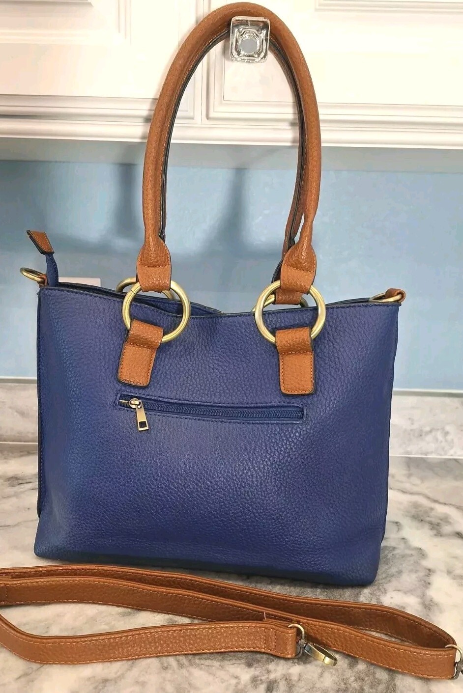 Clearance BLUE Adj Crossbody Shoulder Handbag Brass Decore Go Anywhere New