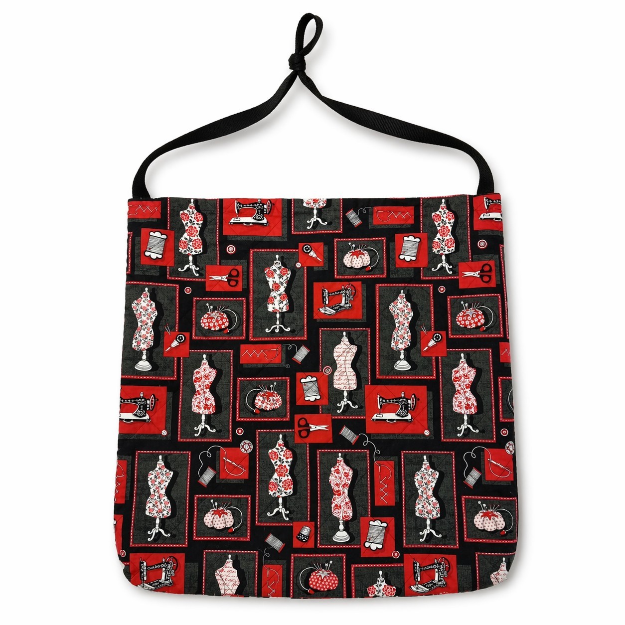 Handmade Large Quilted Sewing Tote Bag Lined Pockets Shoulder Strap