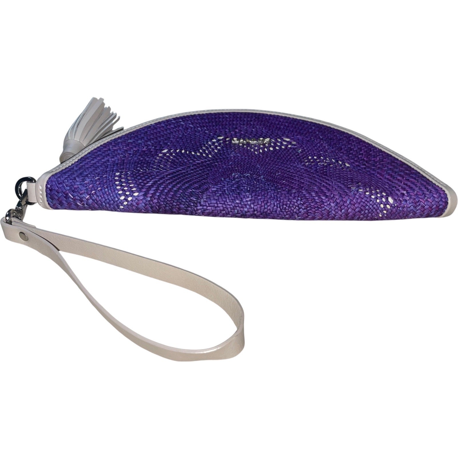 Danilo’s AGNES Purple Raffia Leather Moon Shape Clutch