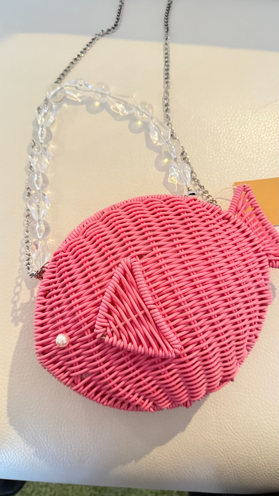 TOMMY BAHAMA PINK WOVEN WICKER FISH PURSE CLUTCH CROSSBODY BAG
