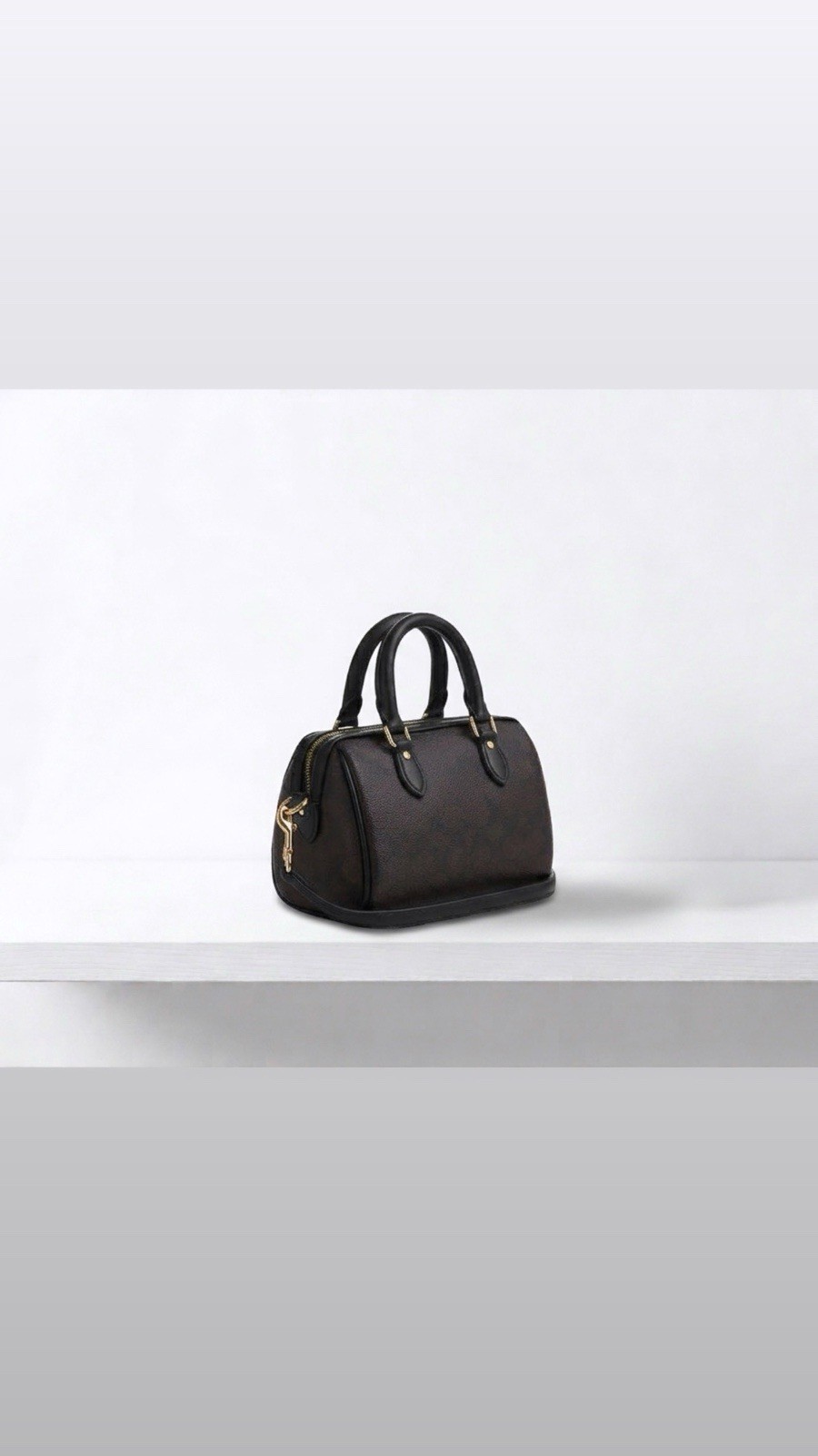 Coach Brown Signature Logo Small Satchel Zip Top, Strap, Luggage Tag
