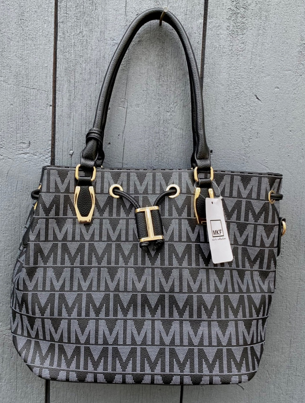 New! MKF Collection by Mia K. ‘Jane’ Large Tote Bag Black Double Handles 13x12x6