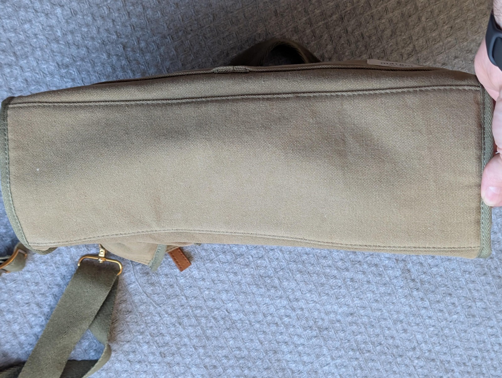 Margot New York Satchel Bag Womens Medium Beige Canvas Handle Crossbody Purse