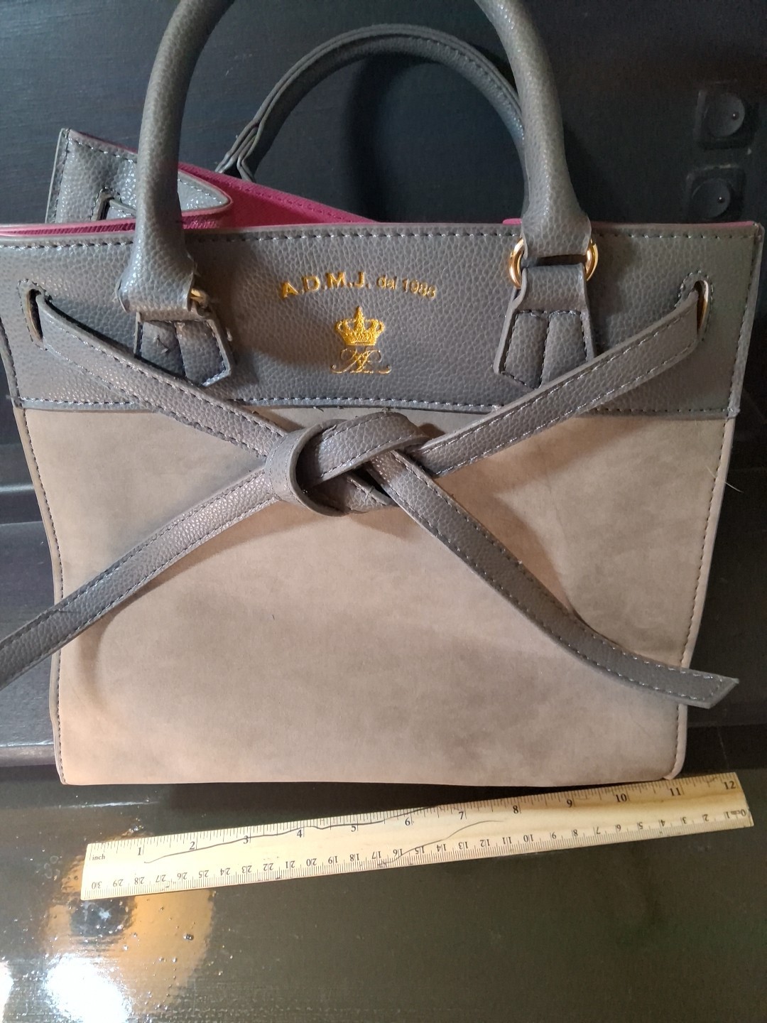 A.D.M.J Shoulder Bag Purse Gray Handle And Crossbody Strap