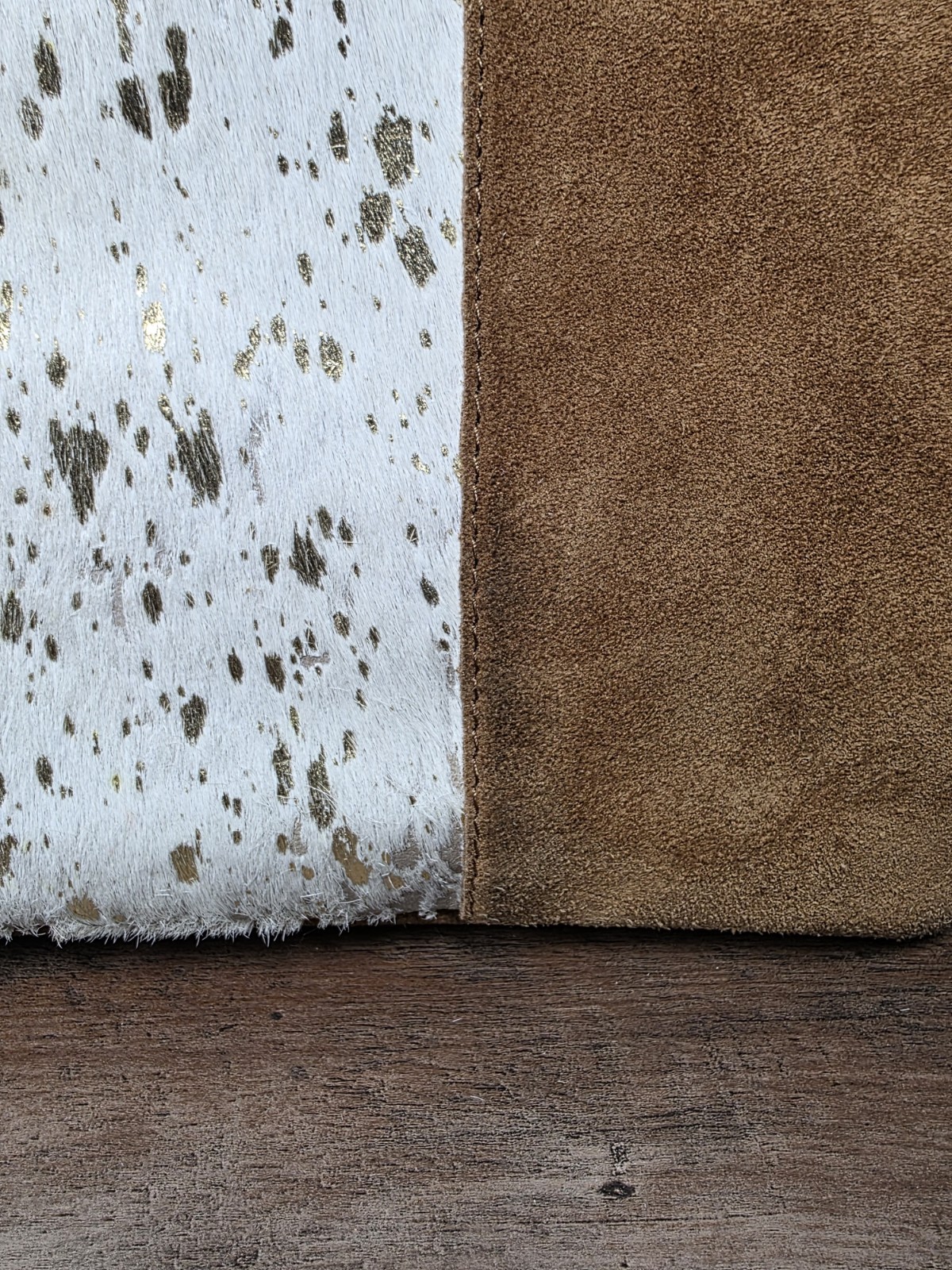 Jane Marie Large Cow Hair On Suede Leather Gold Foil W/ Wallet Set