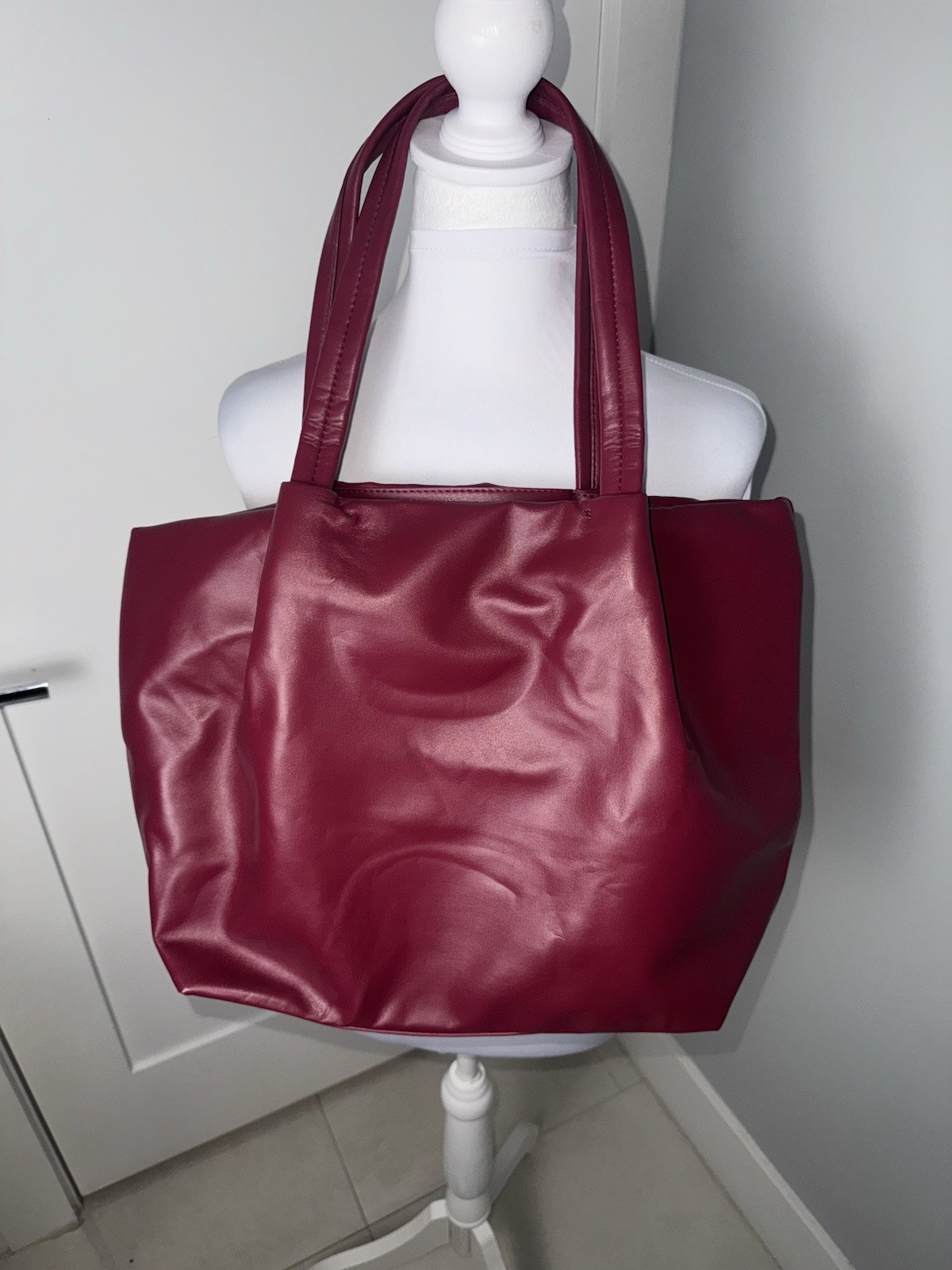 Neiman Marcus Faux Leather Plum Tote