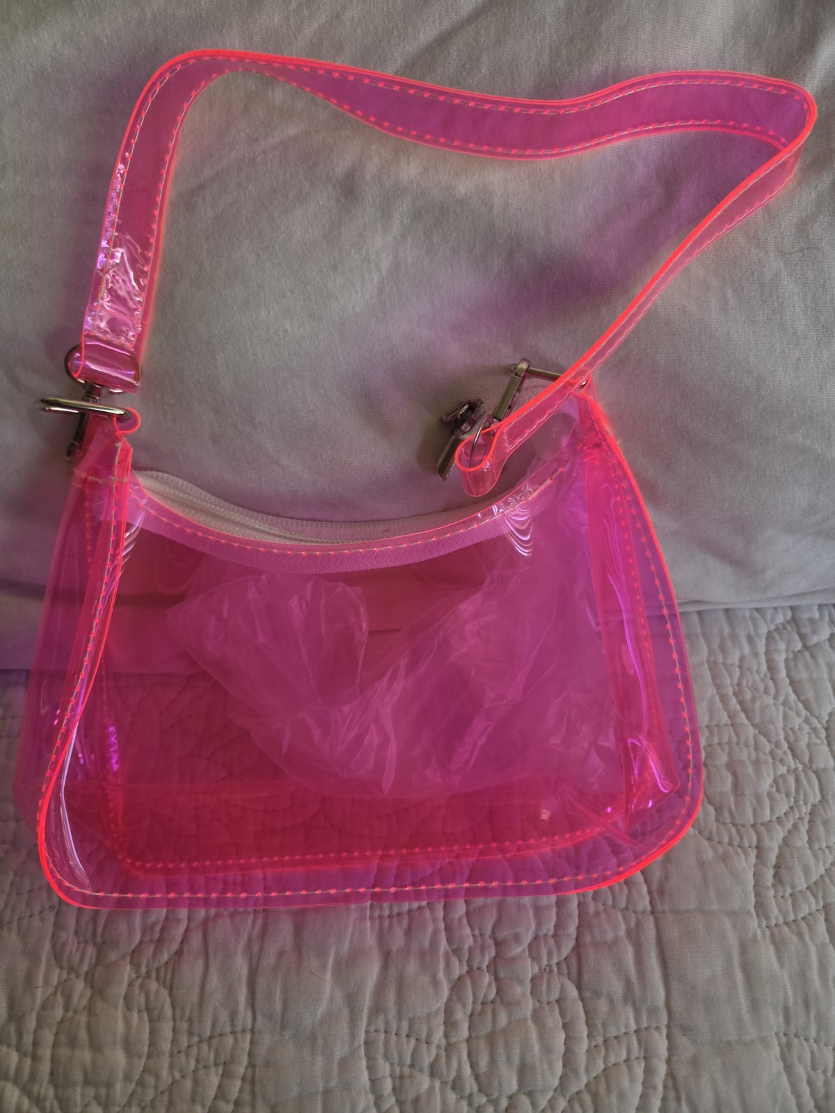 Pink PVC Transparent Purse for Women Shoulder Bag