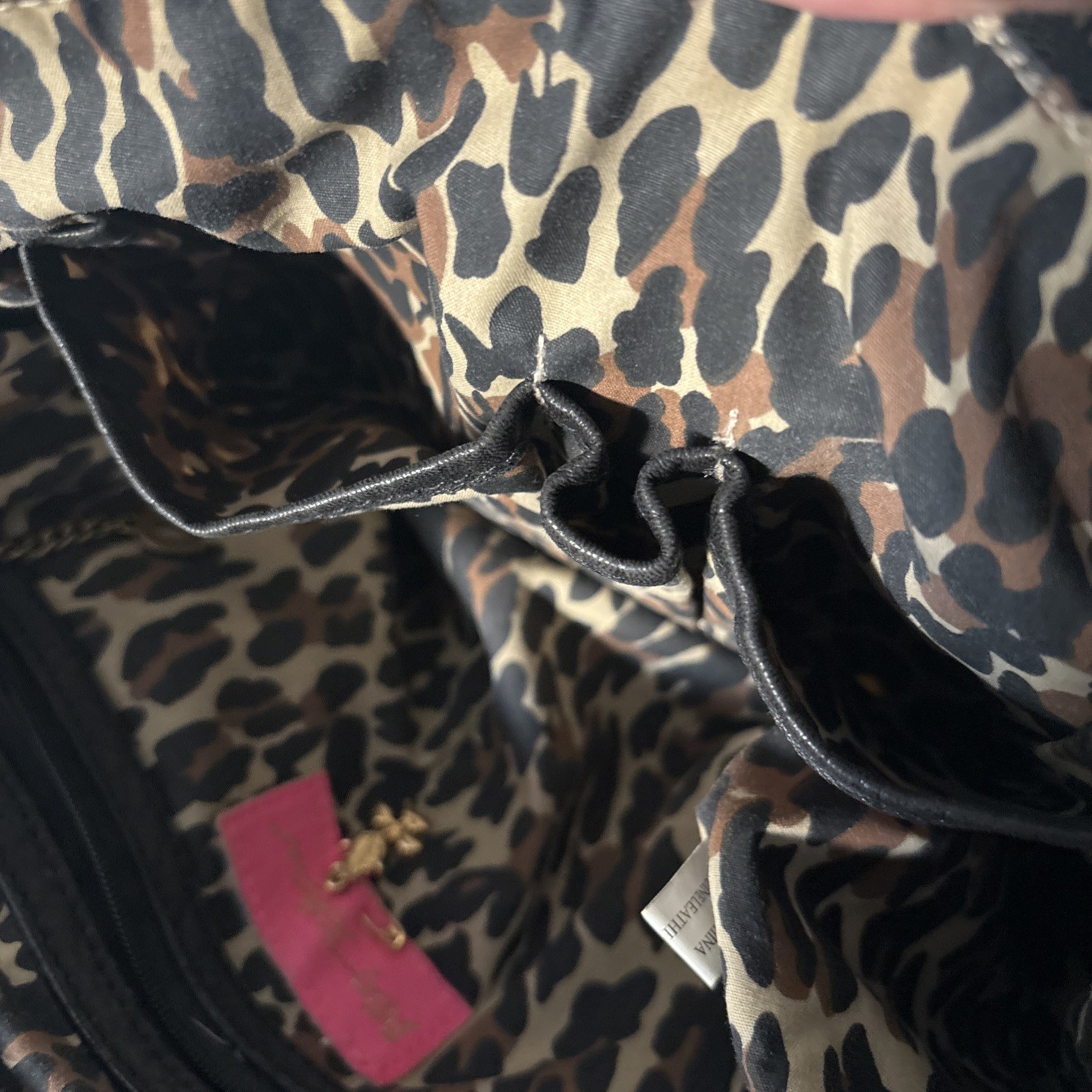 Betsey Johnson Black Studded Buckle Accent Zip Satchel Handbag Women Vtg