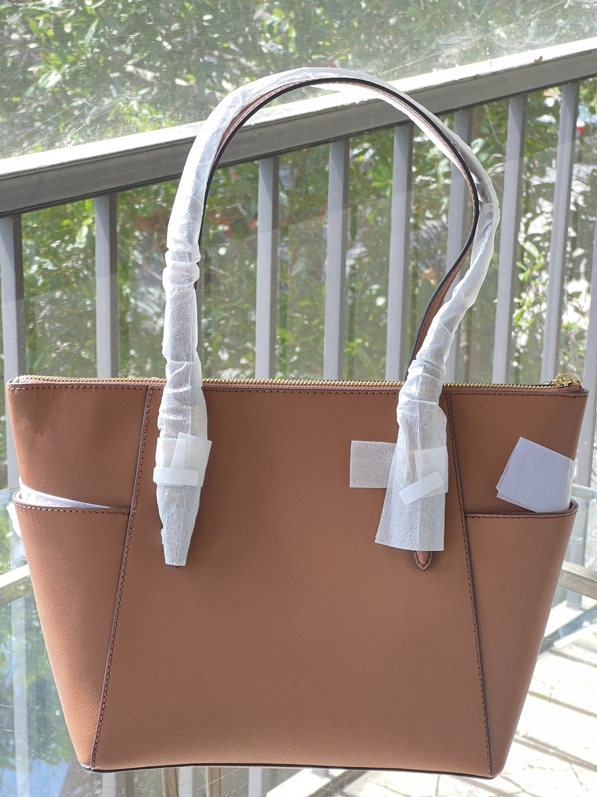 Michael Kors Charlotte Top Zip Tote Shoulder Bag Luggage Saffiano Leather