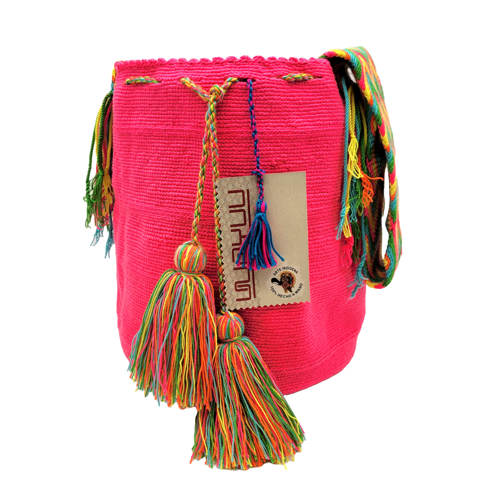 NWT 🔥 Colombian Large Handmade Wayuu Mochila Bag Solid Casual Top Quality PINK