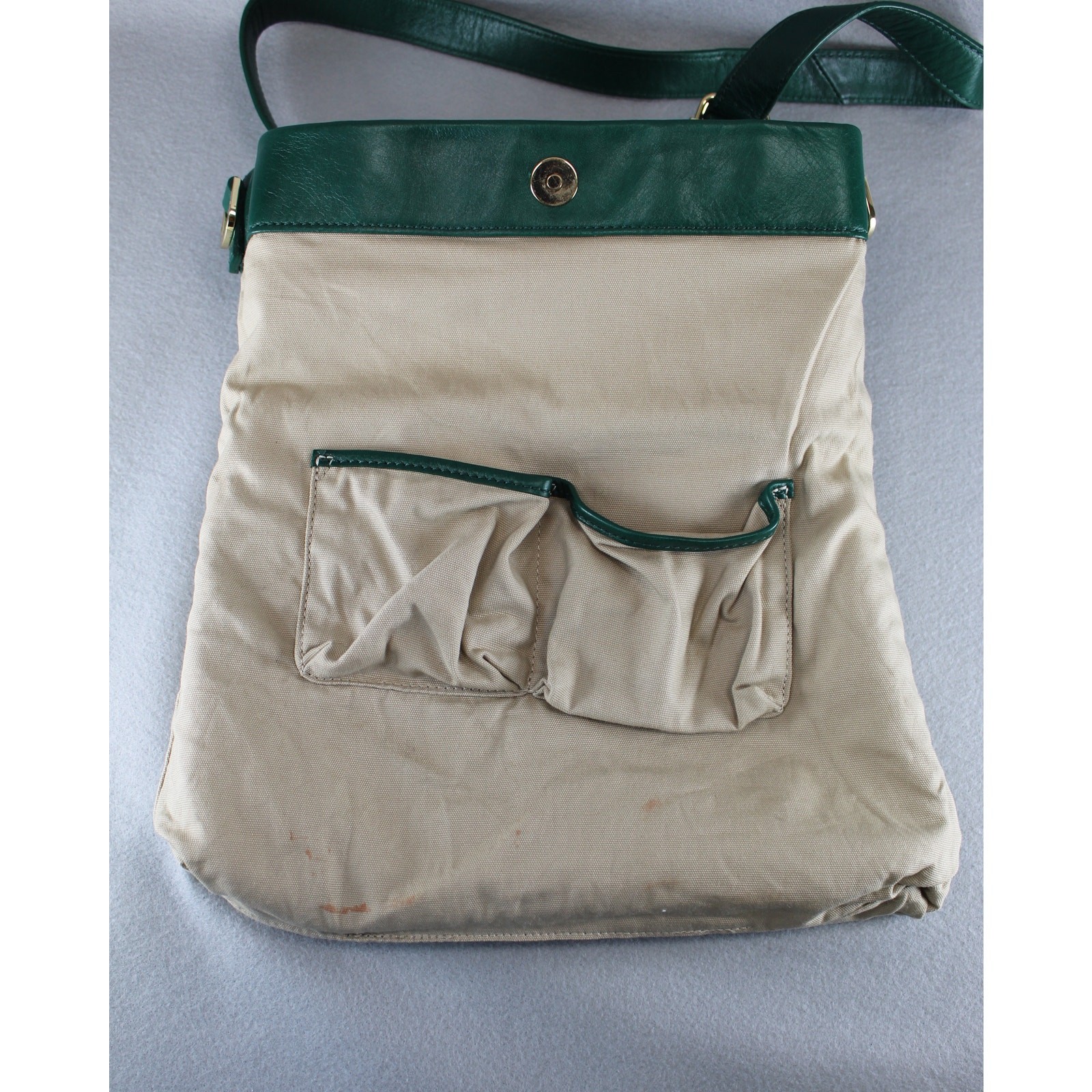 Tory Burch Green Dena Handbag Fold Over Soft Leather Womens