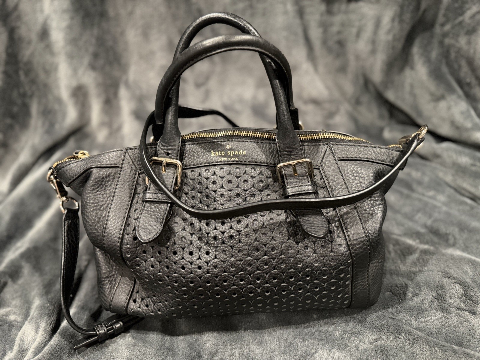 Kate Spade PXRU4042 Mercer Isle Sloan Black Leather Satchel Crossbody