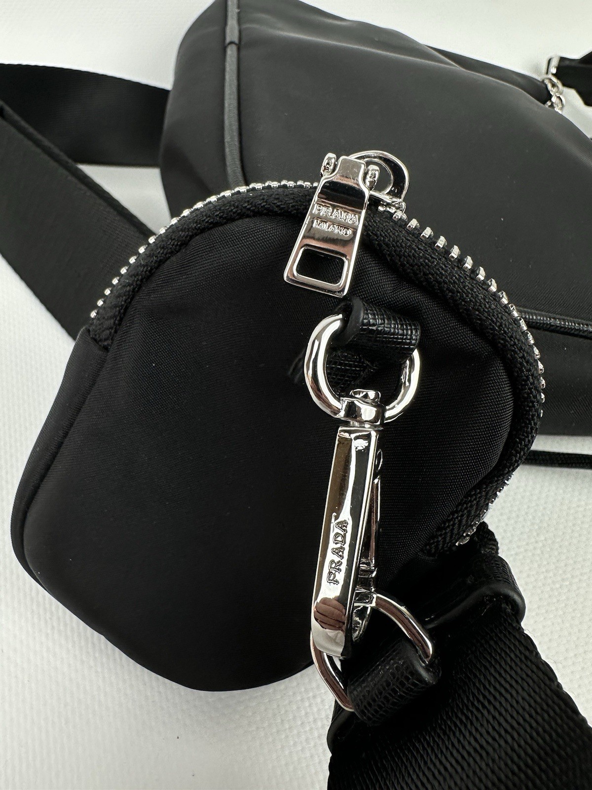 PRADA Re-Edition 2005 Black Nylon Shoulder Bag Chain Crossbody Pouch
