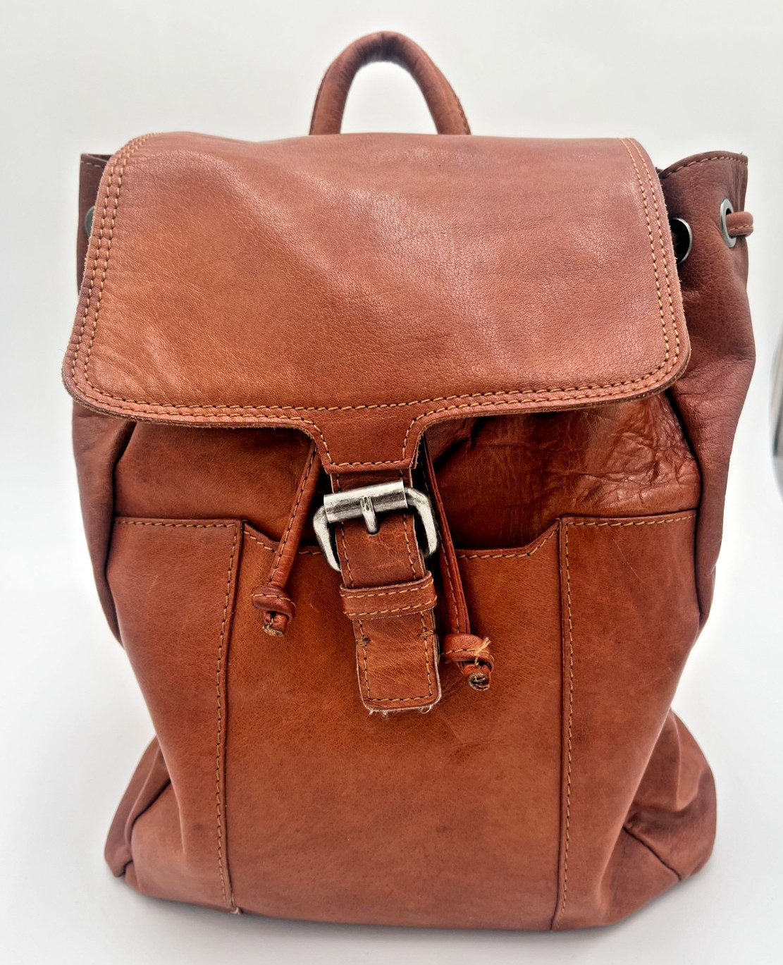 Spikes & Sparrow Brown Genuine Leather Backpack Purse Adjustable Straps SPK-986
