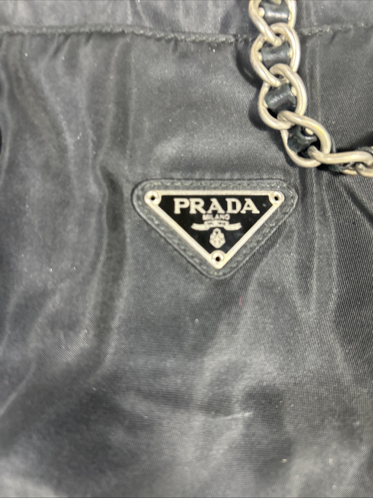 Prada Bag Nylon Tessuto Certificate Of Authenticity Chain Small Blk Shoulder Y2K