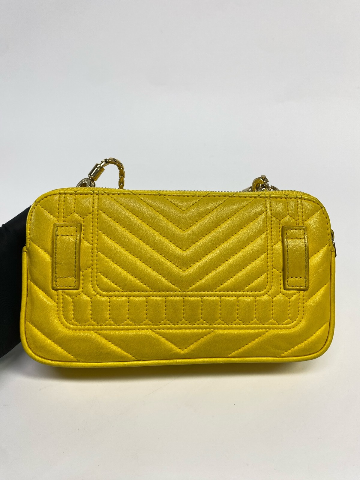 Bvlgari Serpenti Forever Double Layer Crossbody Yellow Calfskin Snake Head Bag