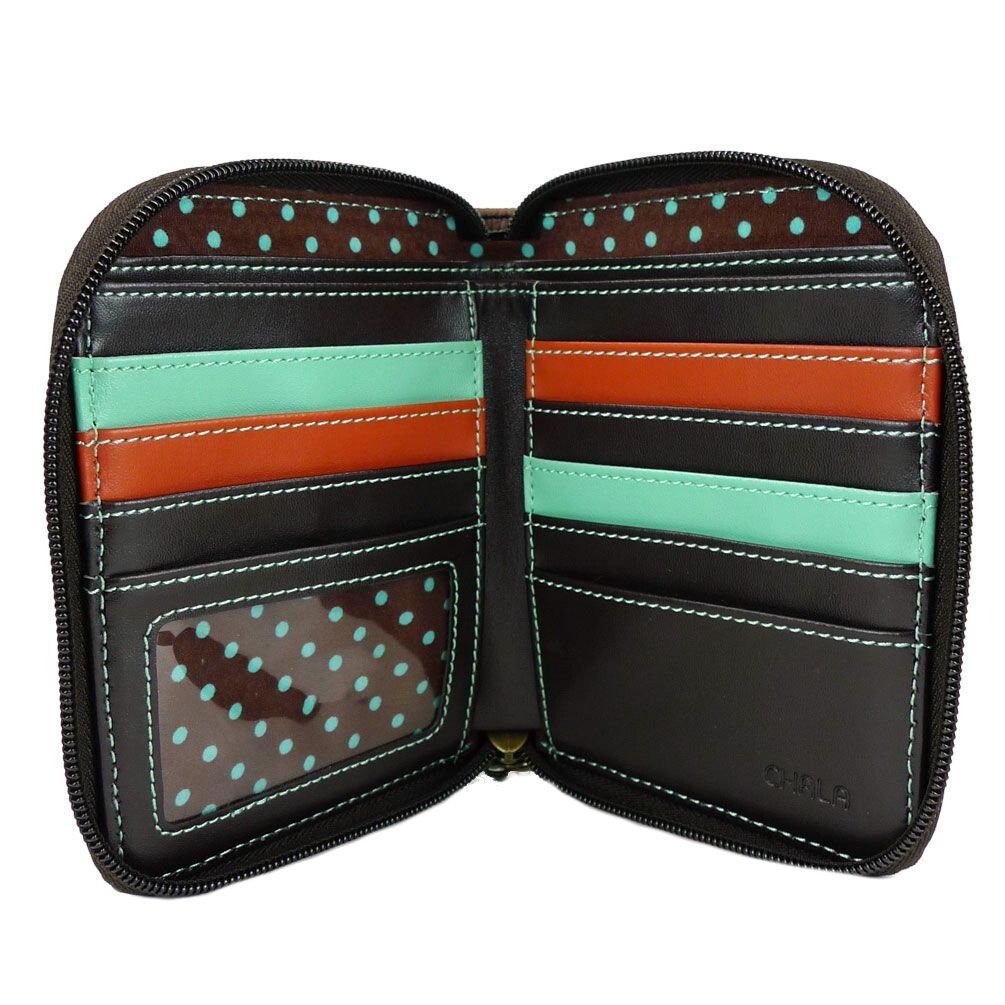 CHALA OWL Teal Zip Around Wallet Wristlet NWT