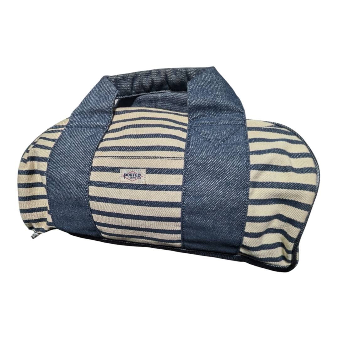 Porter Girl MAIL Boston Bag L Stripe Navy Excellent Japan Tokyo Yoshida kaban