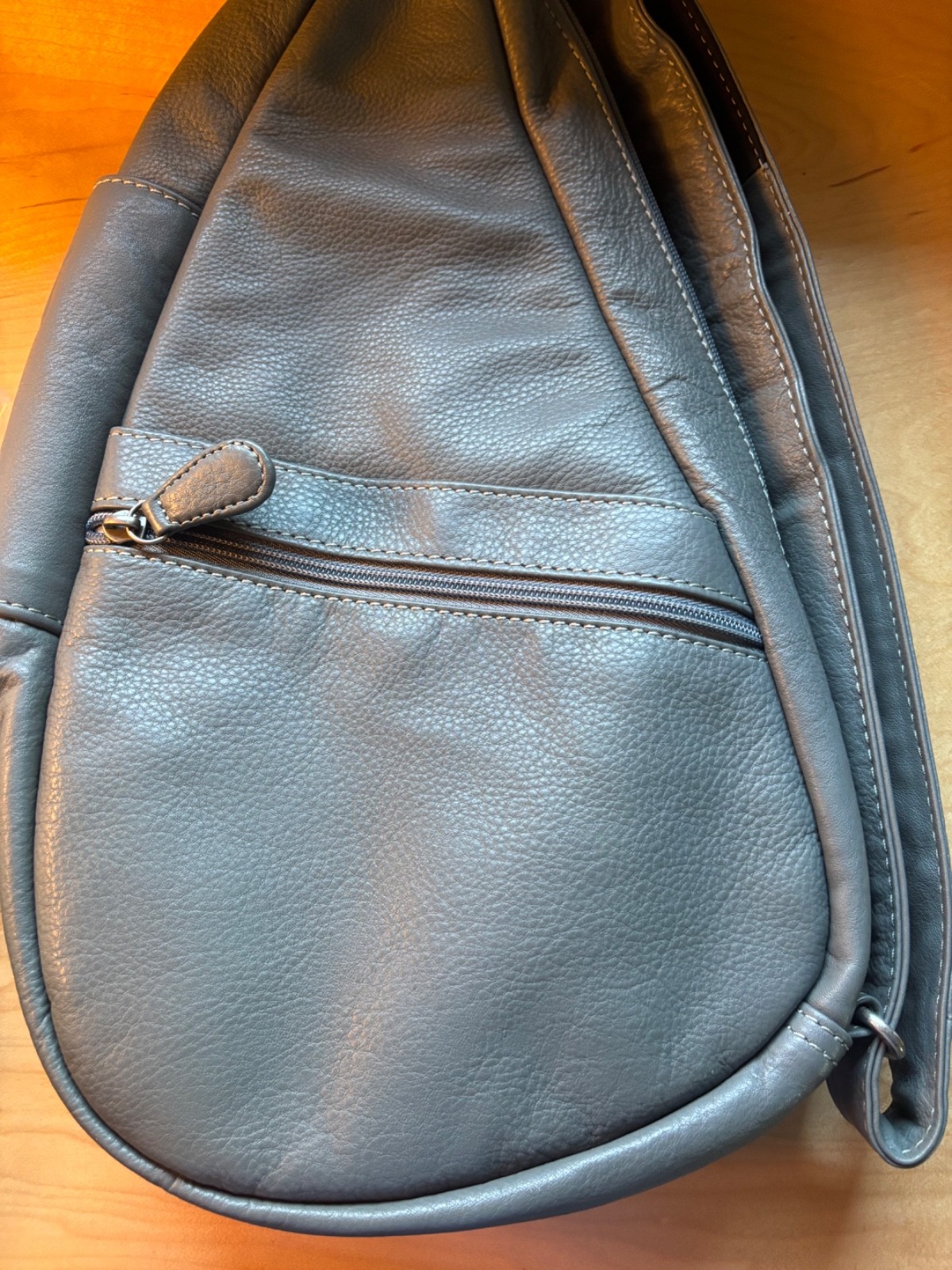 AmeriBag 15″ Full-Grain Leather Healthy Back Bag New w/o Tags Gray