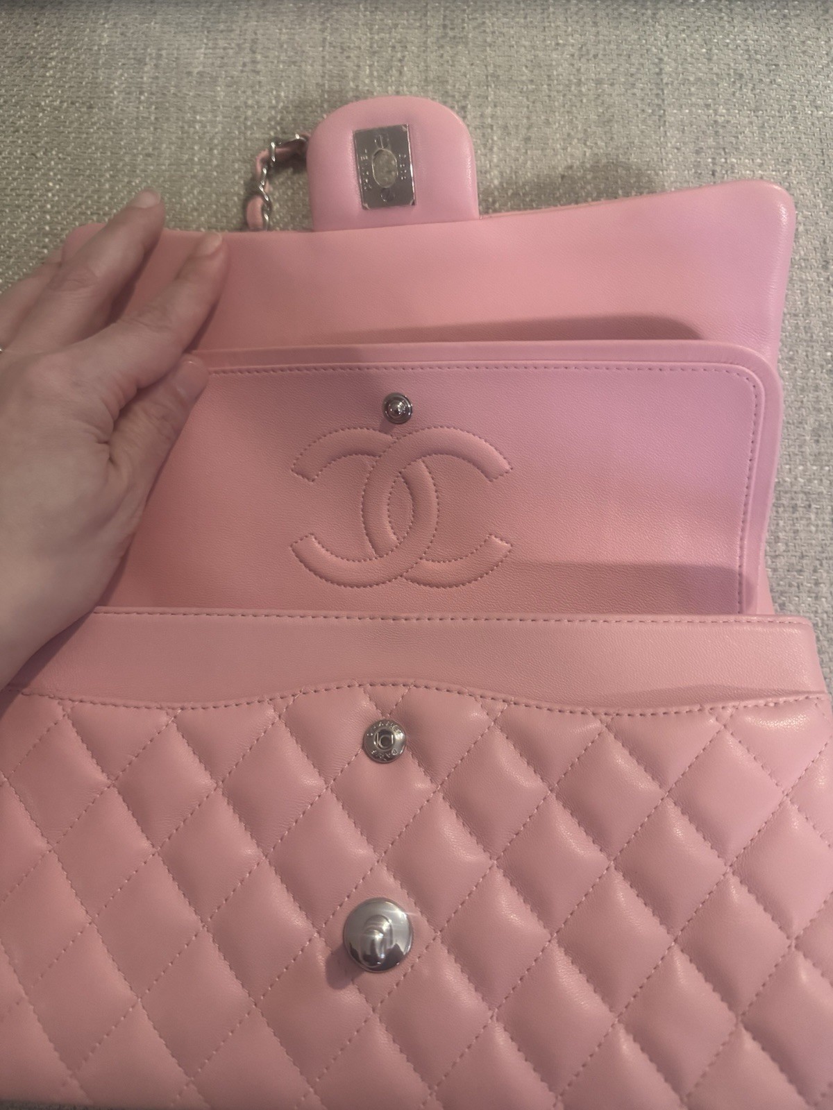 Pink cc bag double Flap Pink Quilted Shoulder Bag Silver Chain Strap