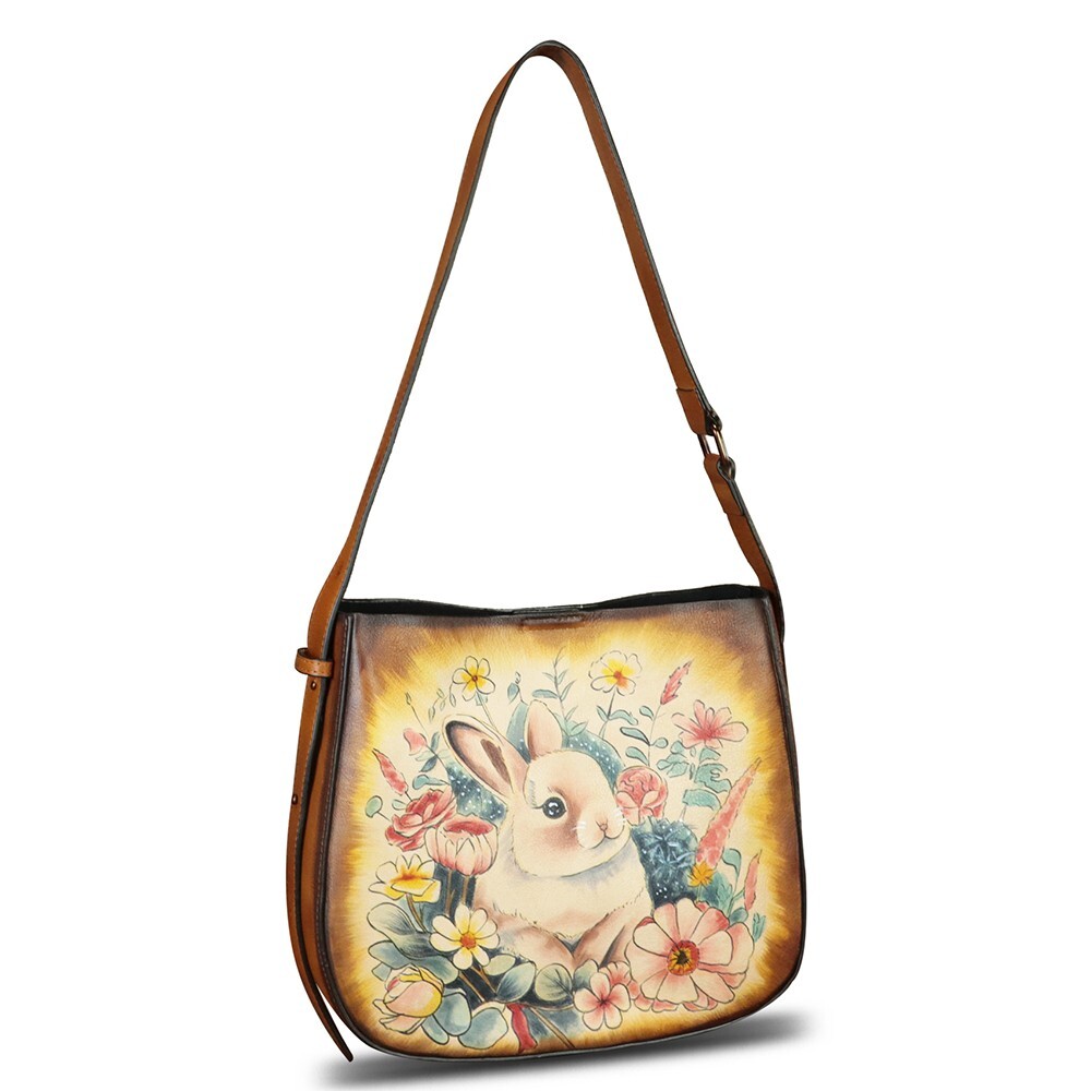 Genuine Leather Purses Tote Bag for Women Hand Painted Crossbody Shoulder Bag