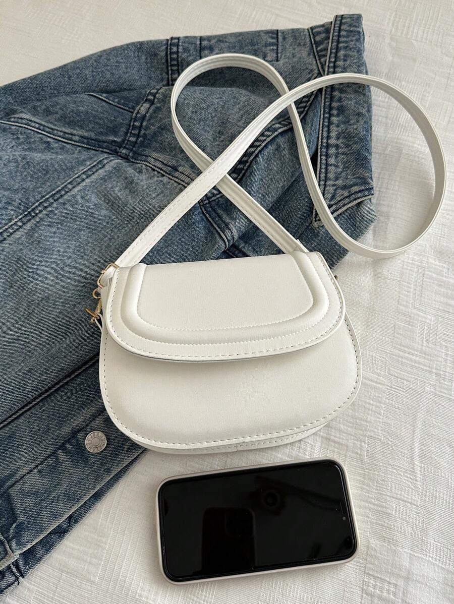 Mini Saddle Bag Flap Adjustable Strap Geometric Casual Crossbody Shoulder