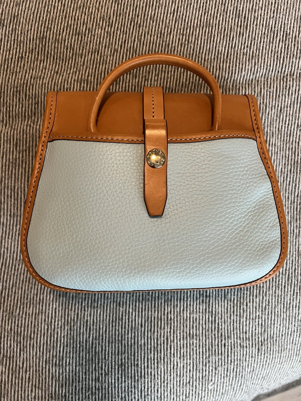 Dooney & Bourke Cristina/Christina Satchel Light Baby Blue and Saddle