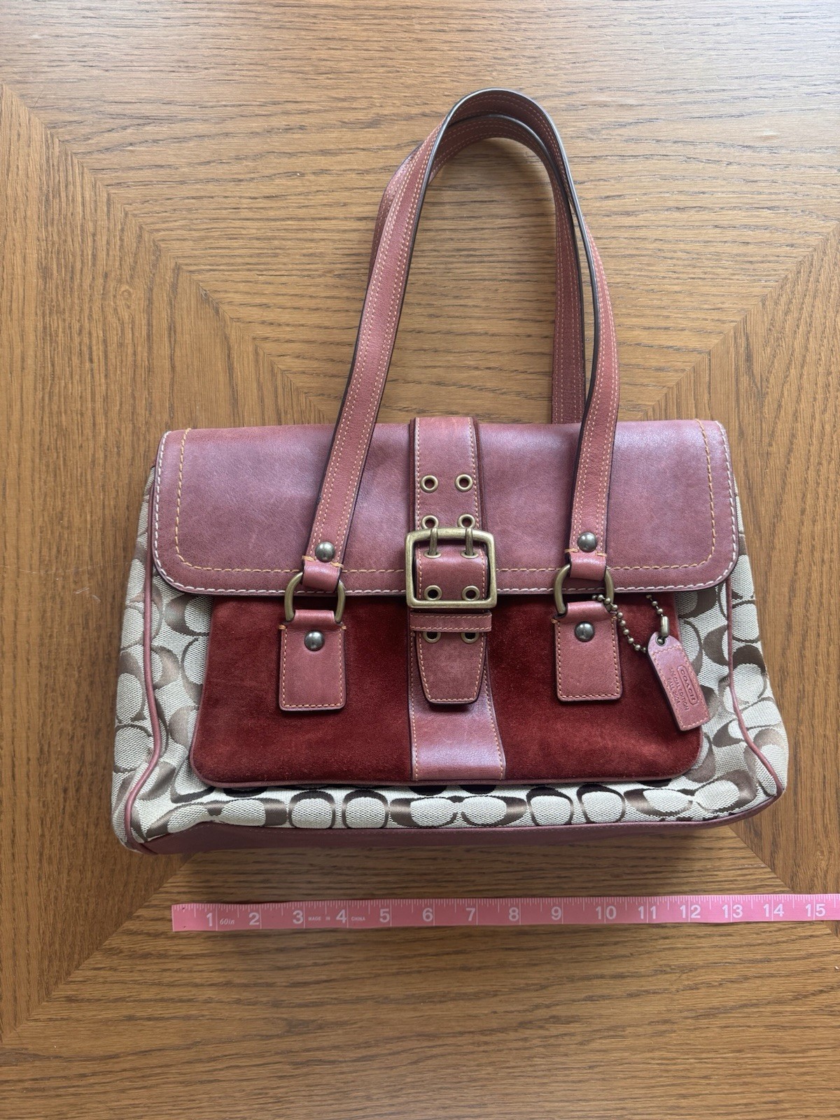 Rare Coach Special Edition Fall 2004 Signature “C” Oxblood Suede Bag
