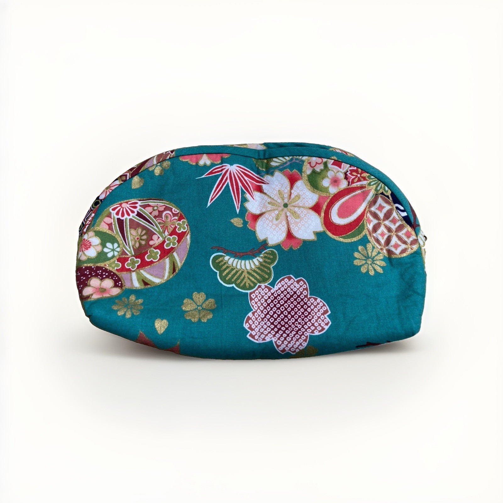 Handmade Japanese Gamaguchi Pouch Coin Purse Set Temari Flower Kimono Fabric