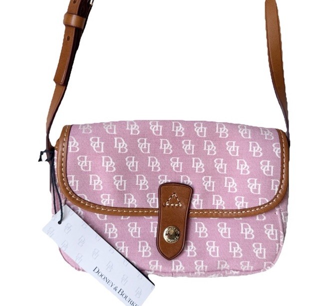 Dooney Bourke Hot Pink Handbag Charlie Canvas Crossbody Signature Logo Fabric