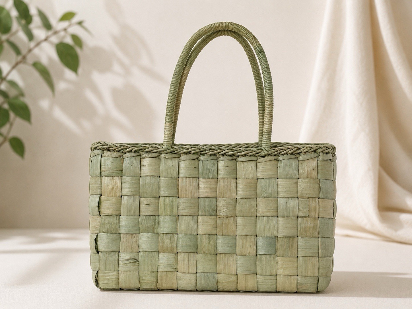 Straw Studios Handwoven Straw Beach Bag Natural Woven Basket Shoulder Purse
