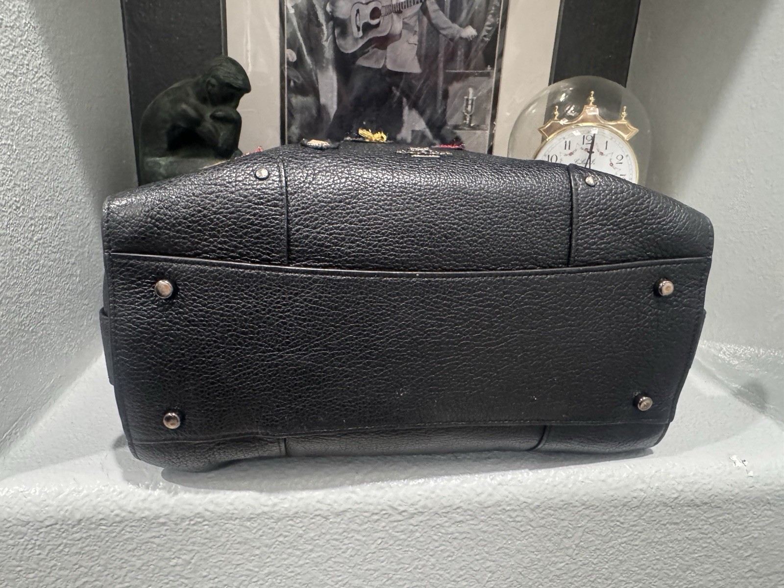 COACH Mercer Satchel 30 In Grain Leather W/ Souvenir Embroidery Black Hand Bag