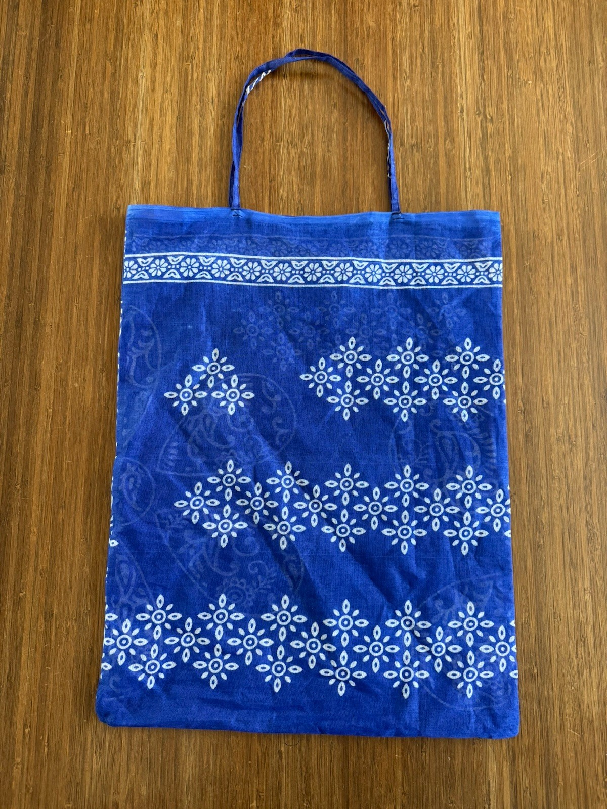 Dosa Indigo White Shibori Batik Printed Shopping Tote Brand New