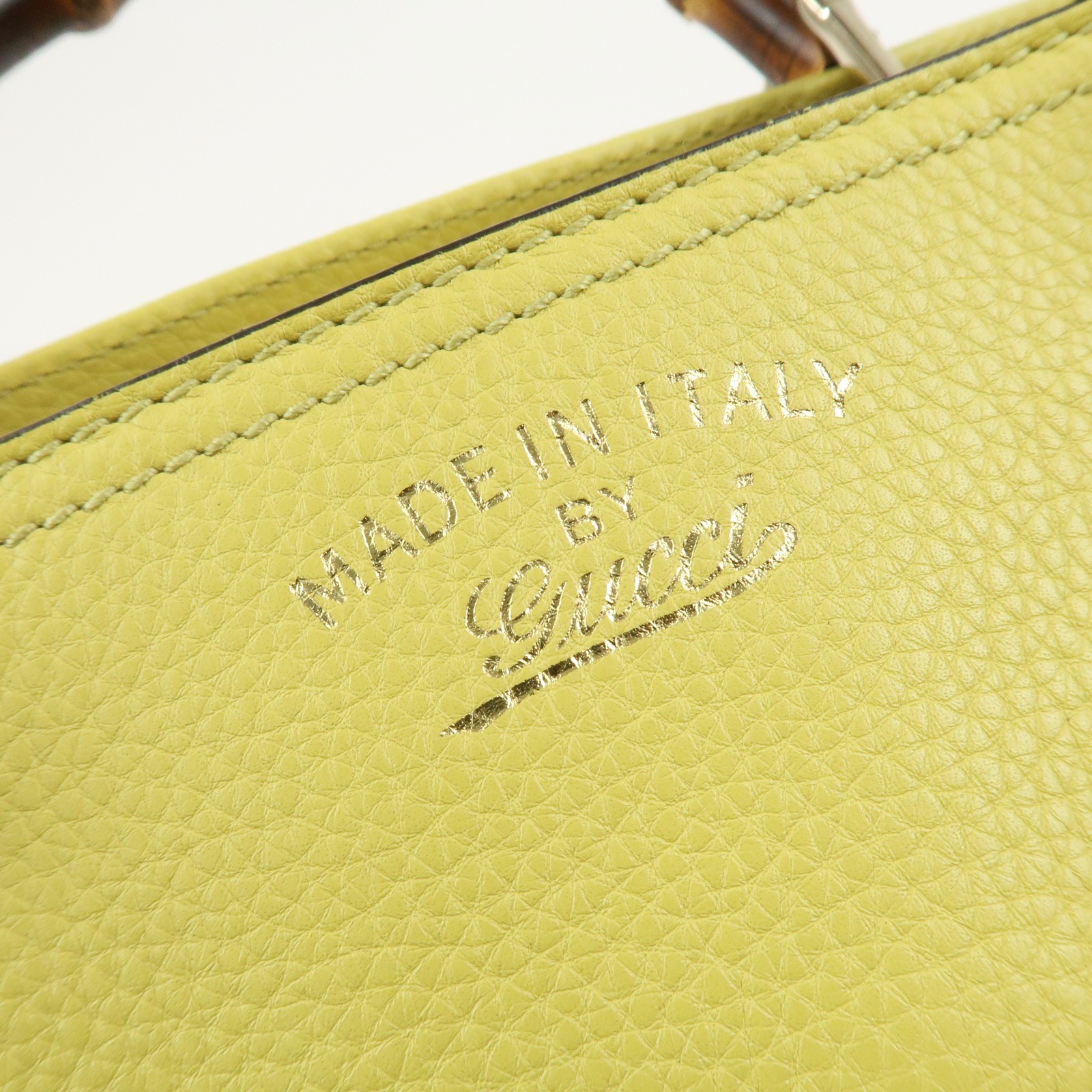 Gucci Bamboo Shopper Large Tote Bag 2WAY Hand Bag Yellow 323658 Auth Used