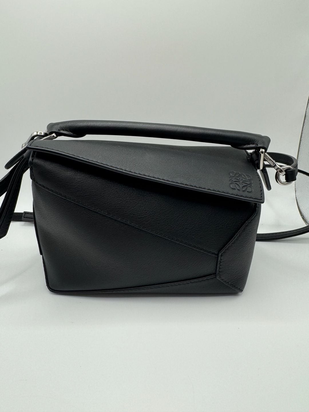 Loewe Puzzle Edge Mini Bag in Black Calfskin