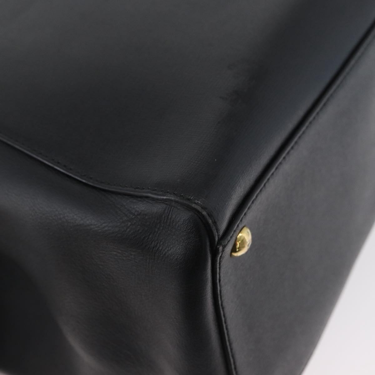 FENDI 2JOURS Hand Bag Leather 2way Black Gold Auth gh1916