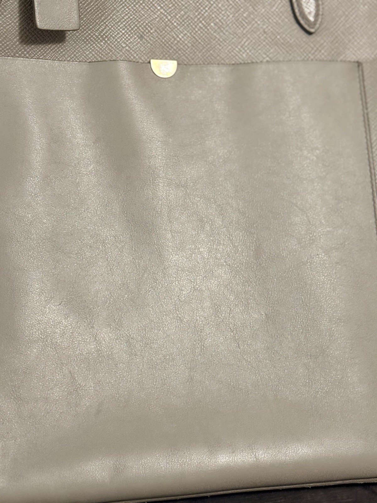 Smythson Pocket Tote Bag Handbag Purse in Taupe Leather