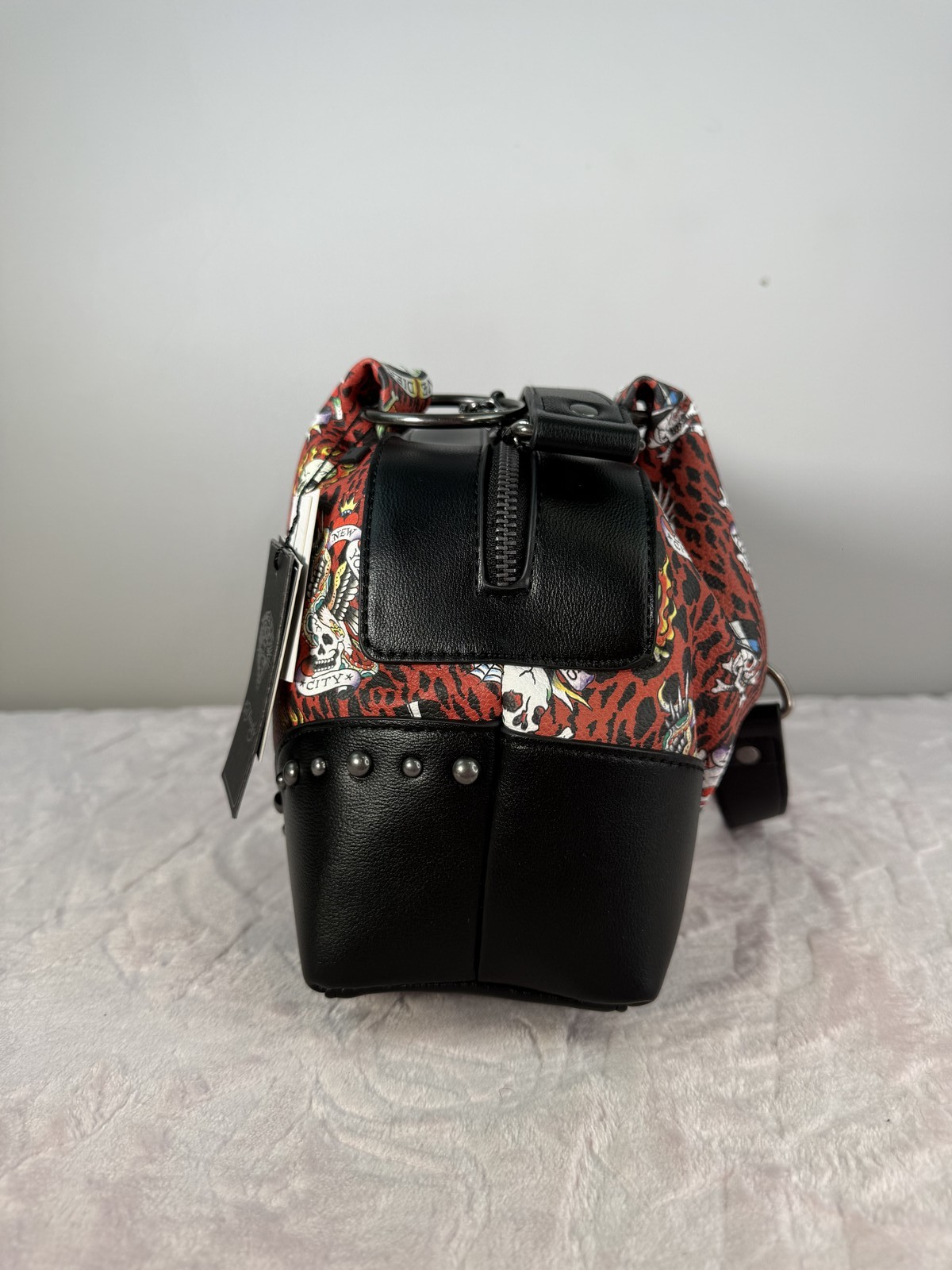 Ed Hardy Red Leopard Tattoo Print Shoulder Bag
