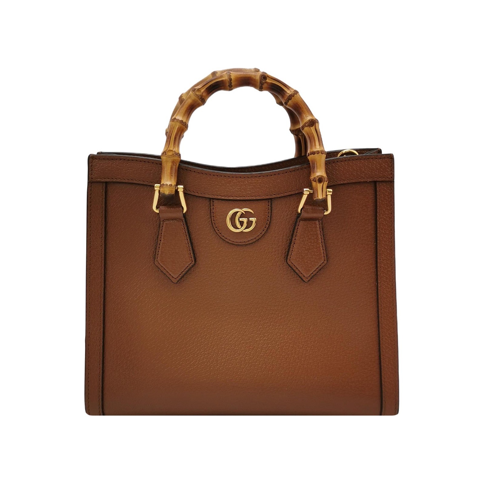 GUCCI Diana Bamboo Small Tote Brown Leather Shoulder Bag Handbag AUTH