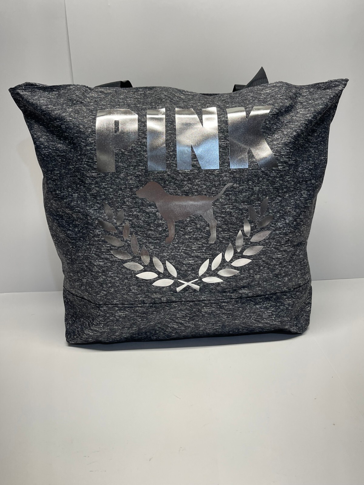 NWT VICTORIA’S SECRET PINK CLASSIC DOG WEEKENDER ZIP TOTE STORMY GREY HEATHER
