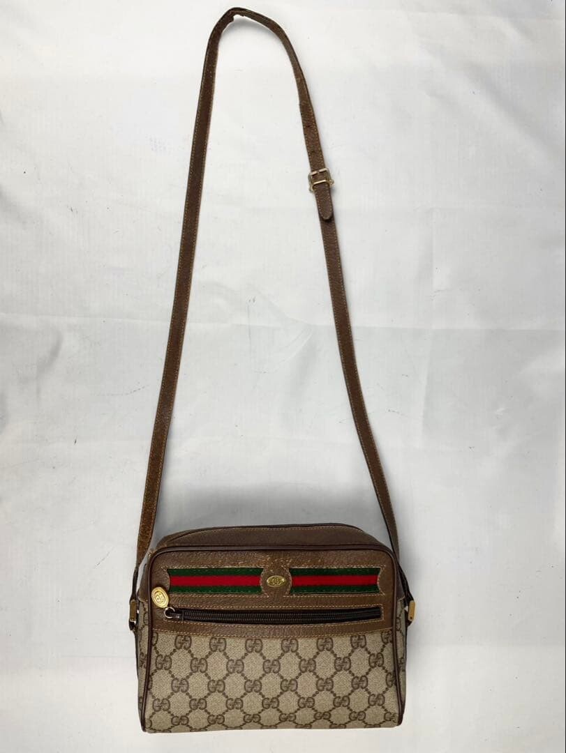 GUCCI Shoulder Bag GG Supreme Web stripe GG monogram Vintage Auth From Japan