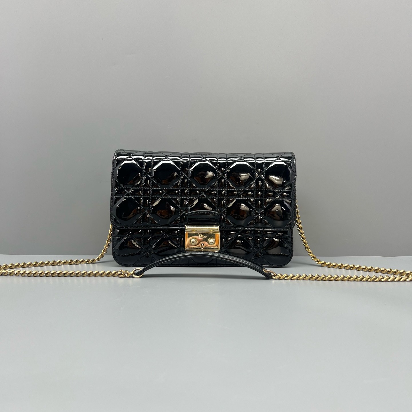 Dior Miss Dior Medium Black Patent Leather Crossbody Shoulder Bag Duty Paid