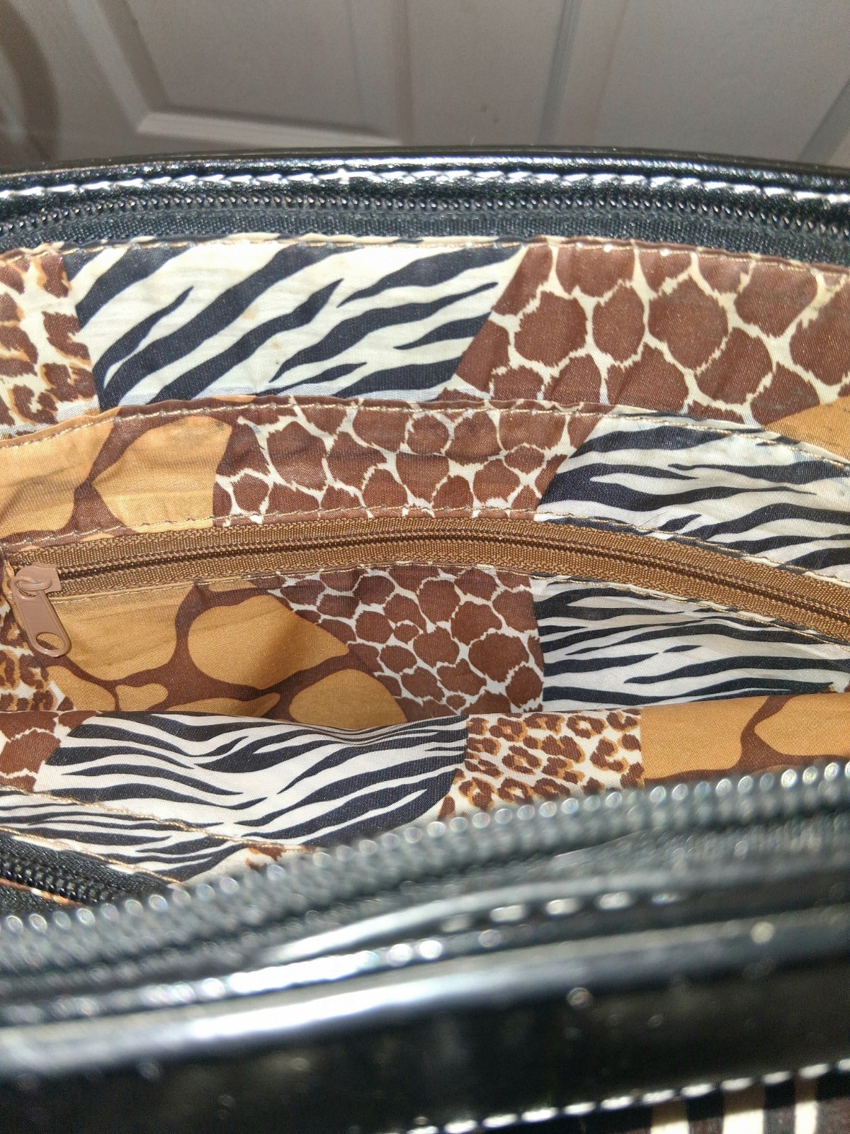 Y2K Western Patchwork Shoulder Bag Zebra Croc Textured Bling Buckle Purse Medium