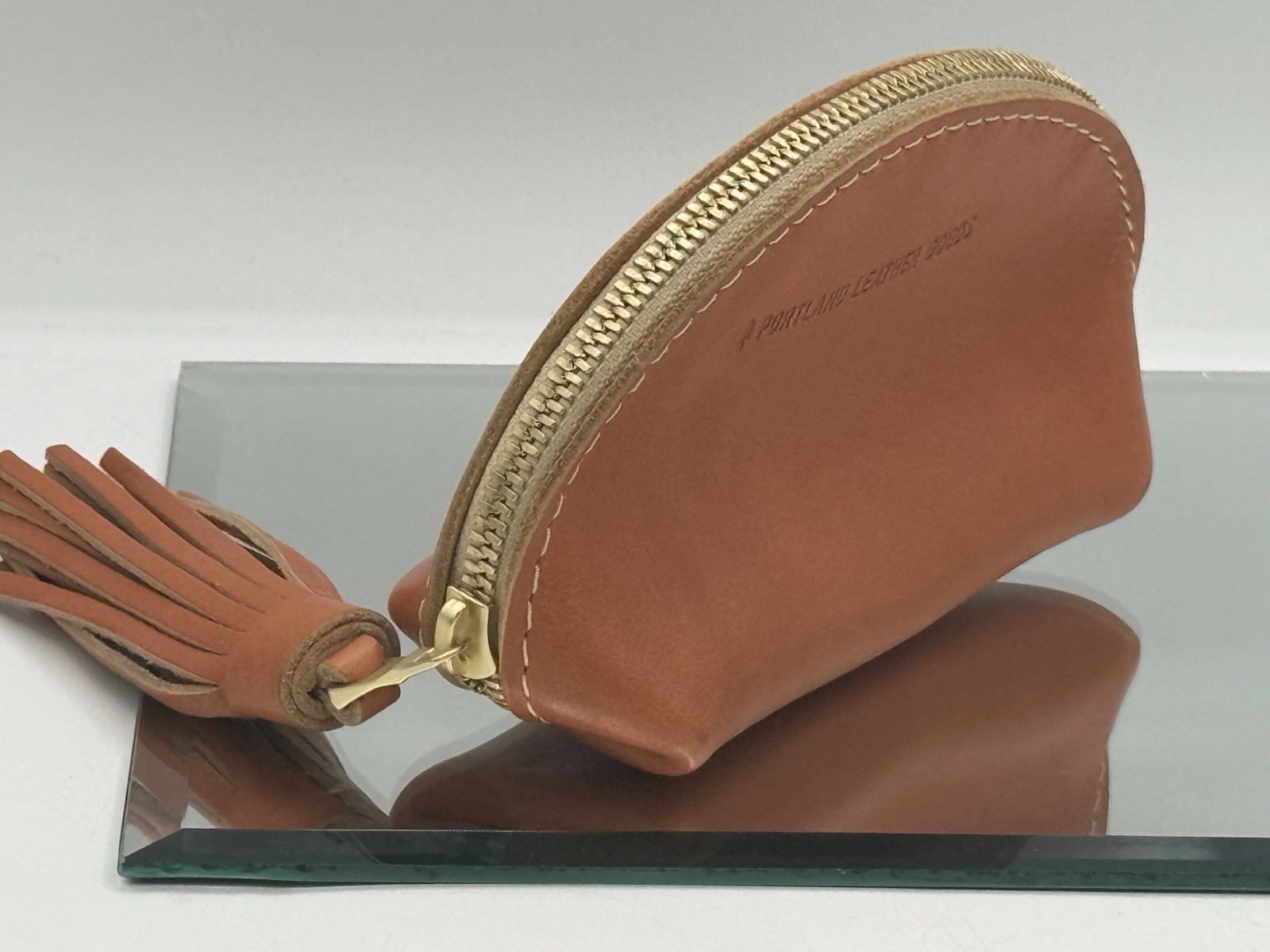 Portland Leather Goods TACO Tassel Zip Pouch BROWN Cognac