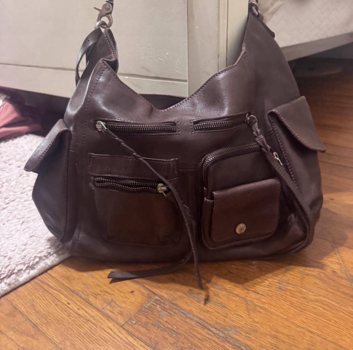 We The Free Brown Leather Shoulder Bag (Free People)