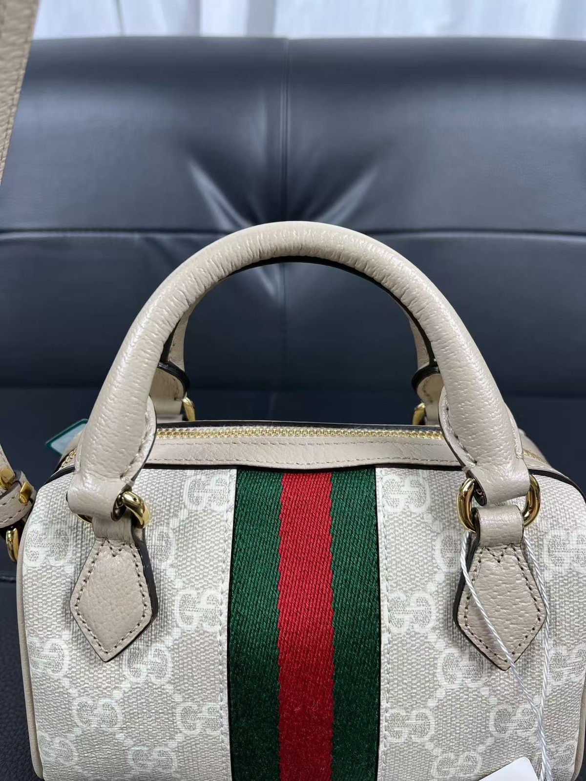 GUCCI Ophidia Mini Beige/Oatmeal GG Canvas Top Handle Bag