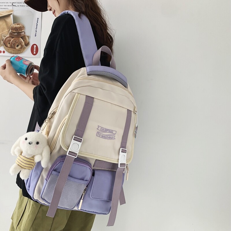 Korean Nylon Kawaii Backpack Laptop Large Capacity School Bag fr Women Girls LOT