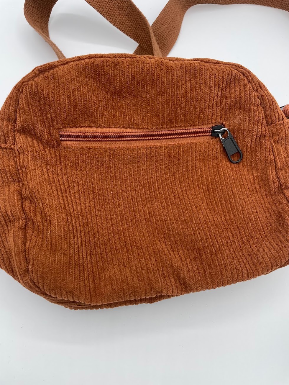 Rust Brown Corduroy Crossbody Messenger Bag Multi Pocket Y2K Boho