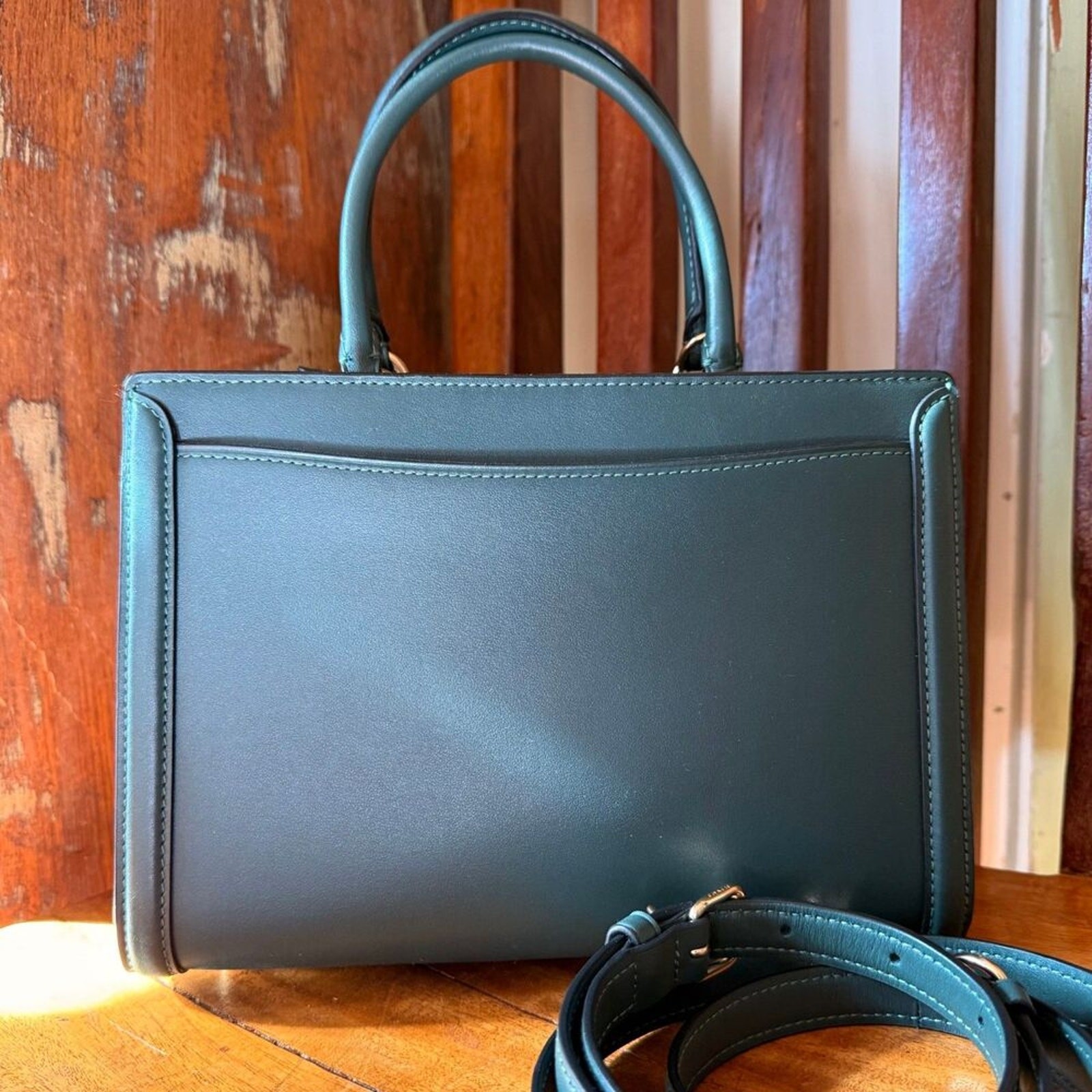 Coach Zoe Carryall Teal Smooth Leather Satchel Crossbody Tote F72667