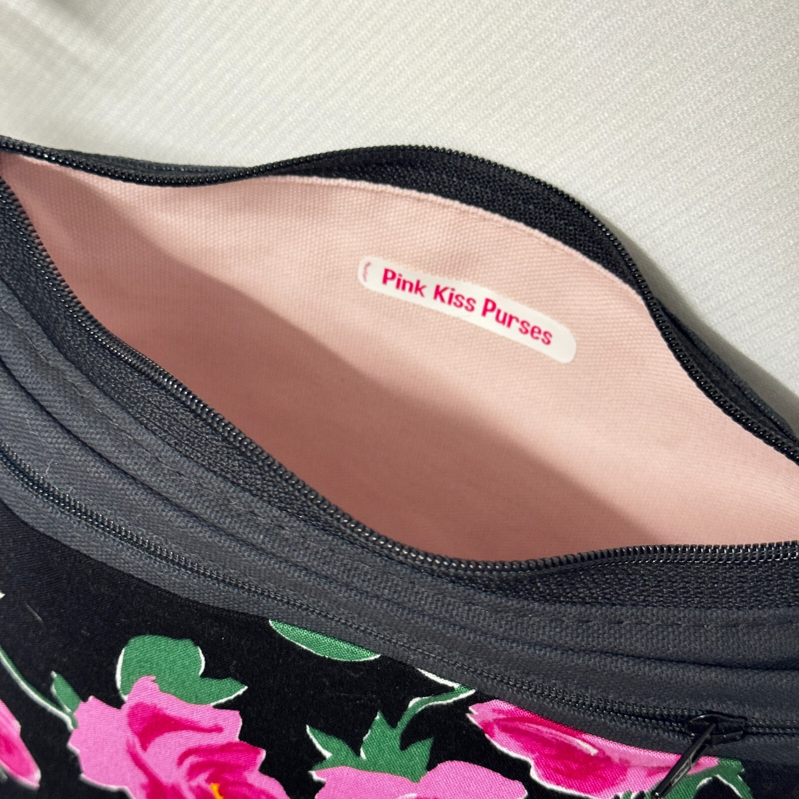 Crossbody Purse Red Rose Handmade Fabric Canavs Adjustable Strap